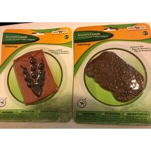 2012 Safariology Ancient Fossils Safari DINOSAUR FOOTPRINT & SKIN Lot Of 2